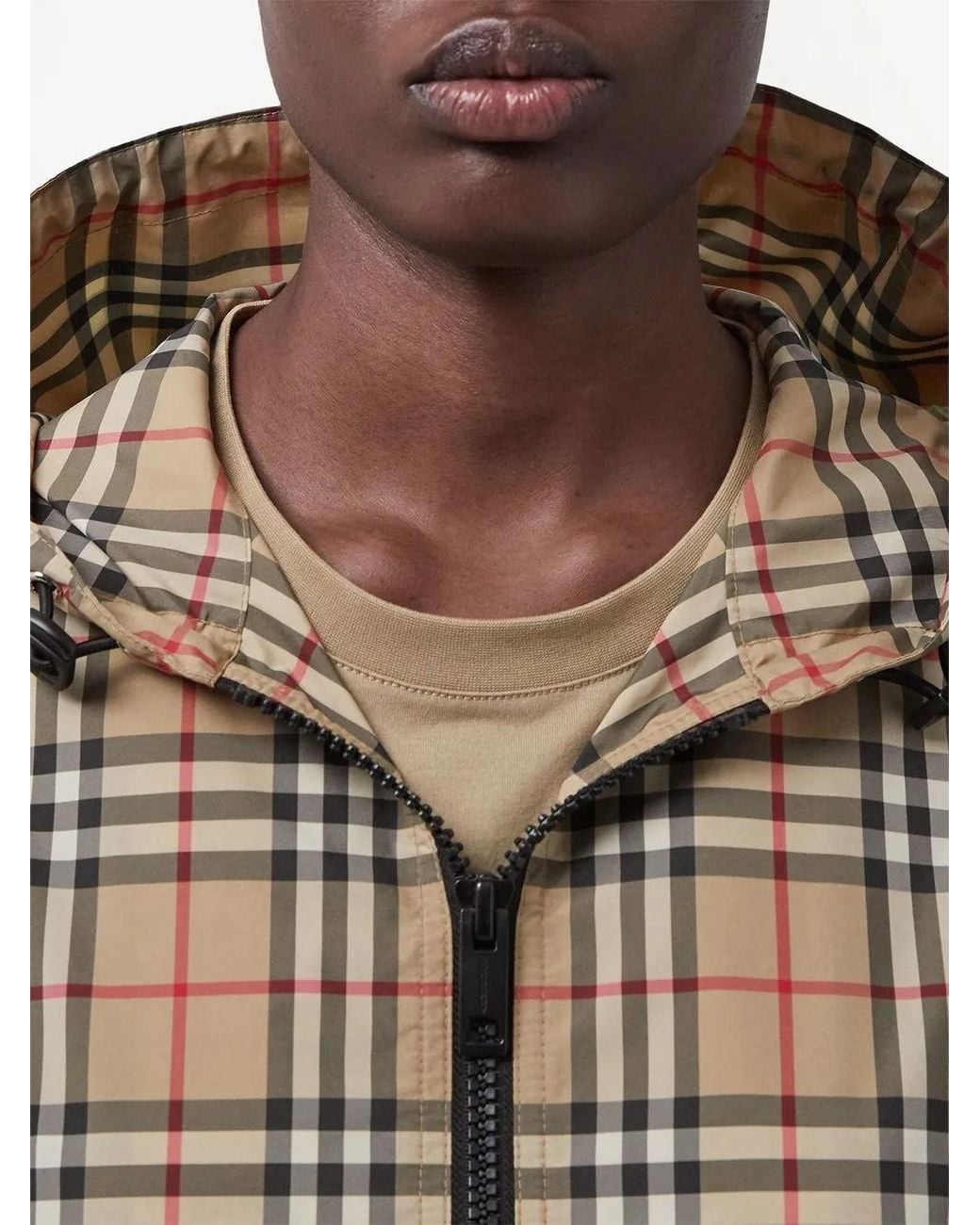 Burberry Natural Check Motif Hooded Jacket