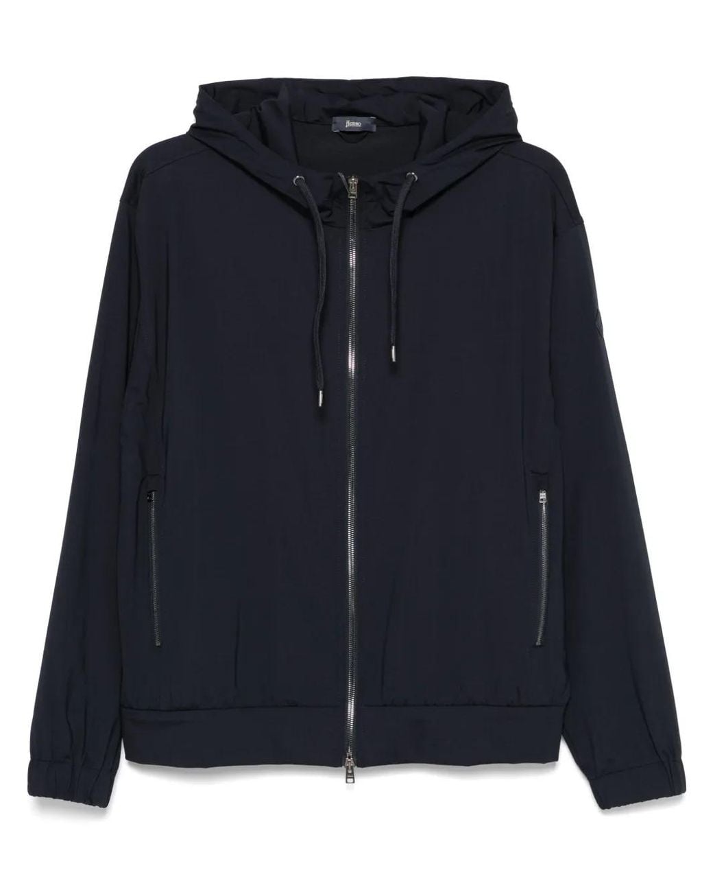 Herno Blue Logo-Patch Hoodie for men