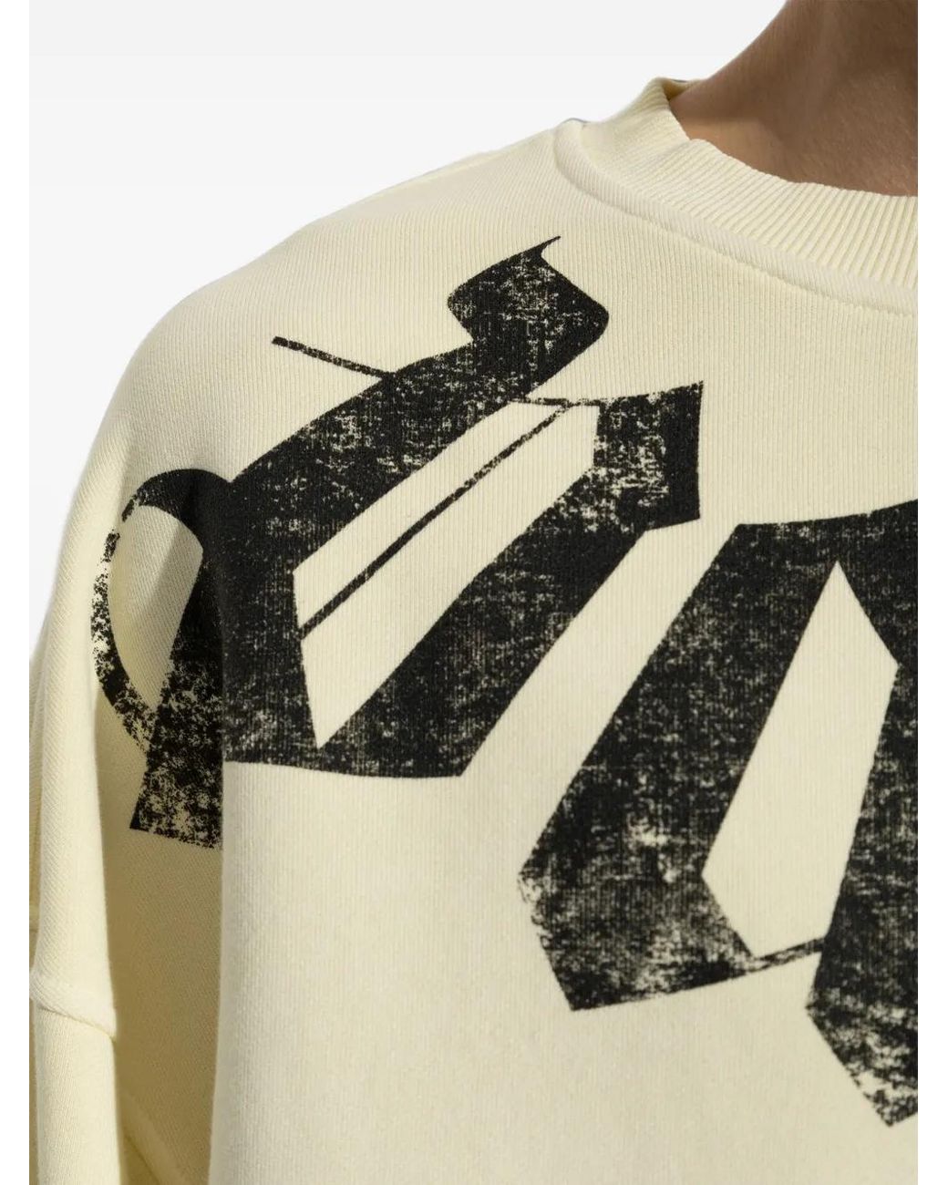 Palm Angels White Logo-Print Cotton Sweatshirt for men