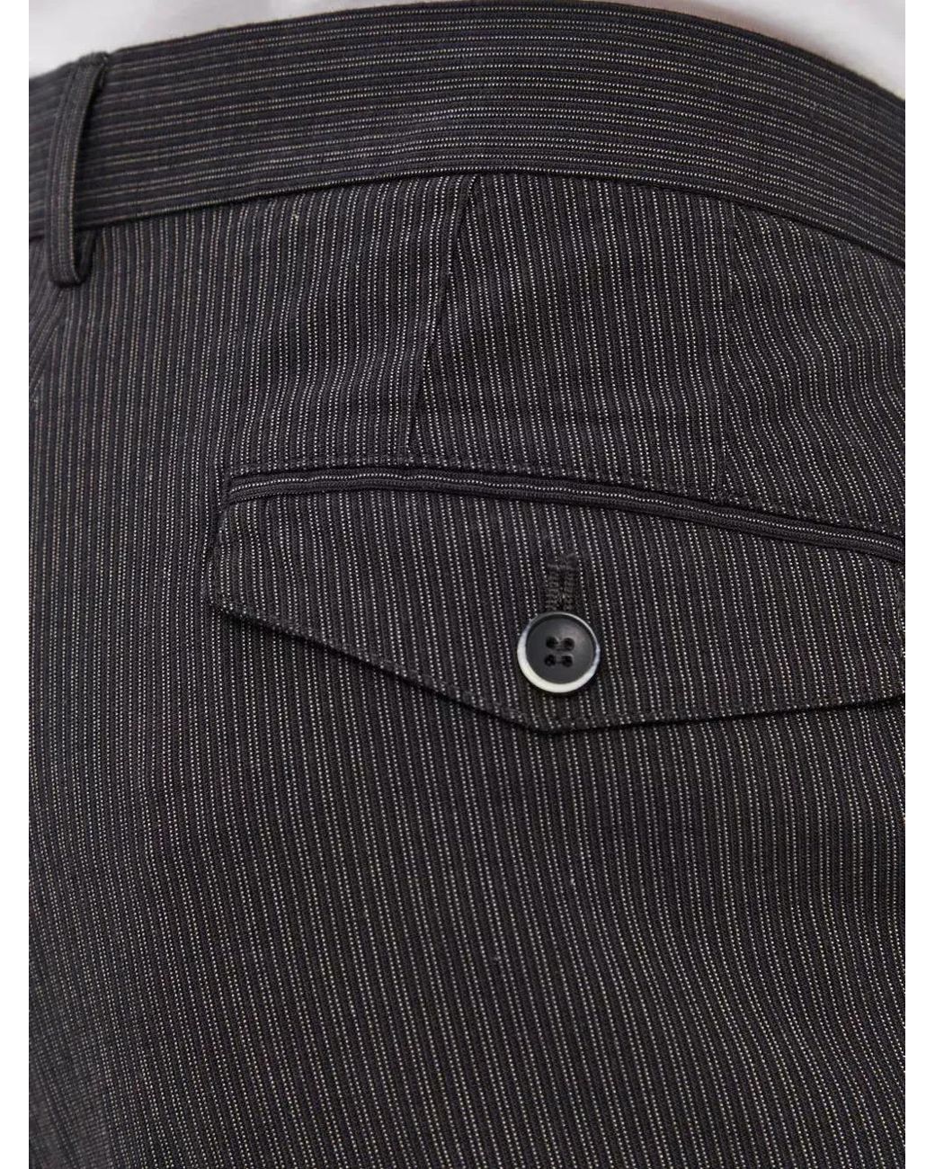 Sisley Black Pinstripe-Pattern Tailored Trousers for men