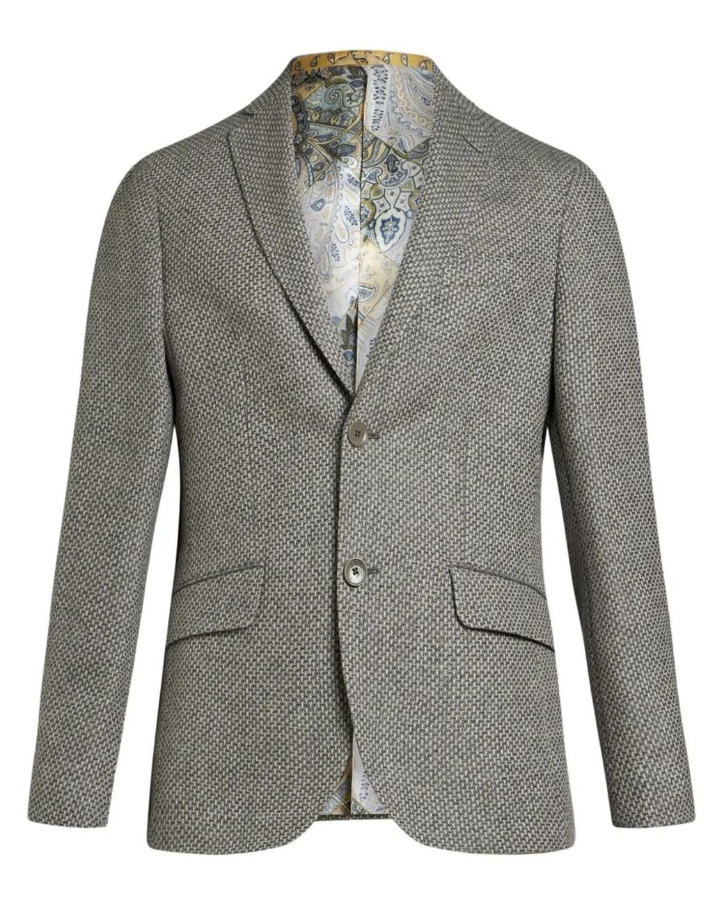 Etro Gray Single-Breasted Wool Blazer for men