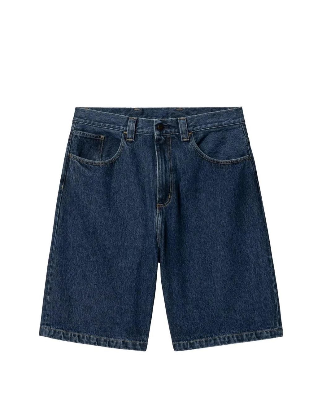 Carhartt Blue Brandon Logo-Patch Denim Shorts for men