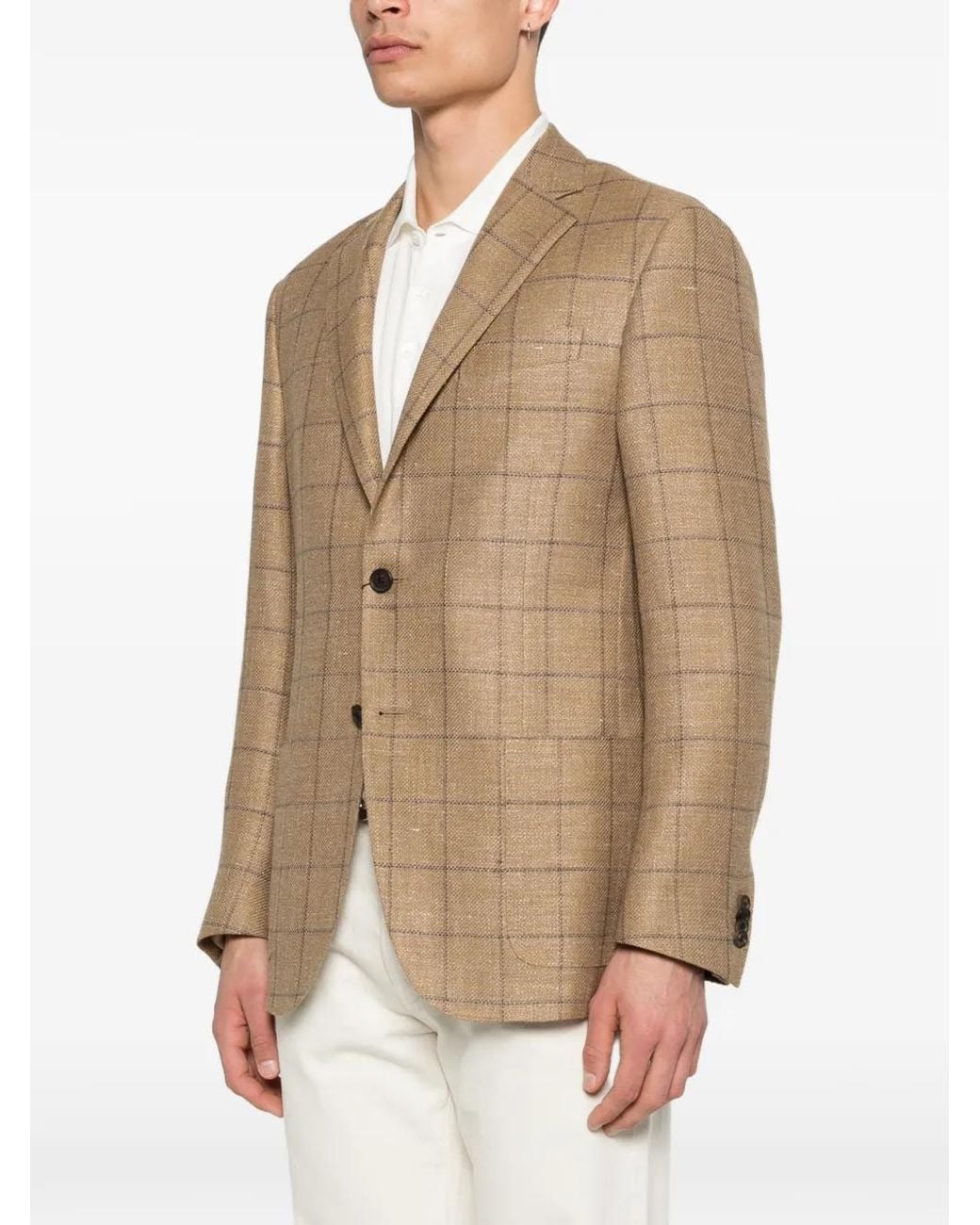 Corneliani Natural Checked Button Jacket for men