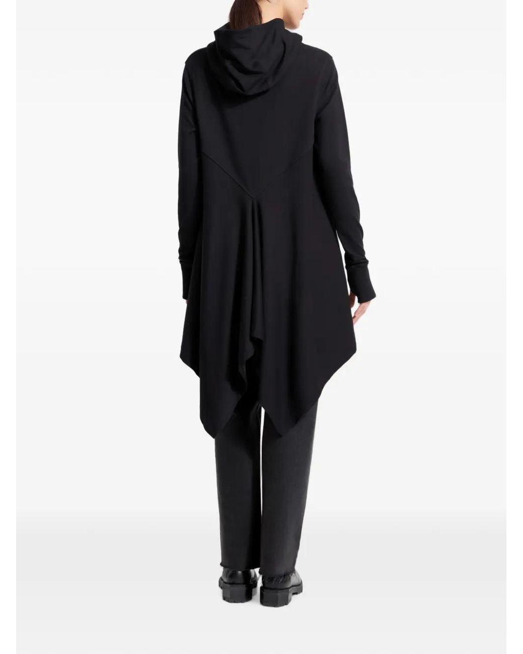 MARCELLA Black Daria Handkerchief-Hem Hoodie