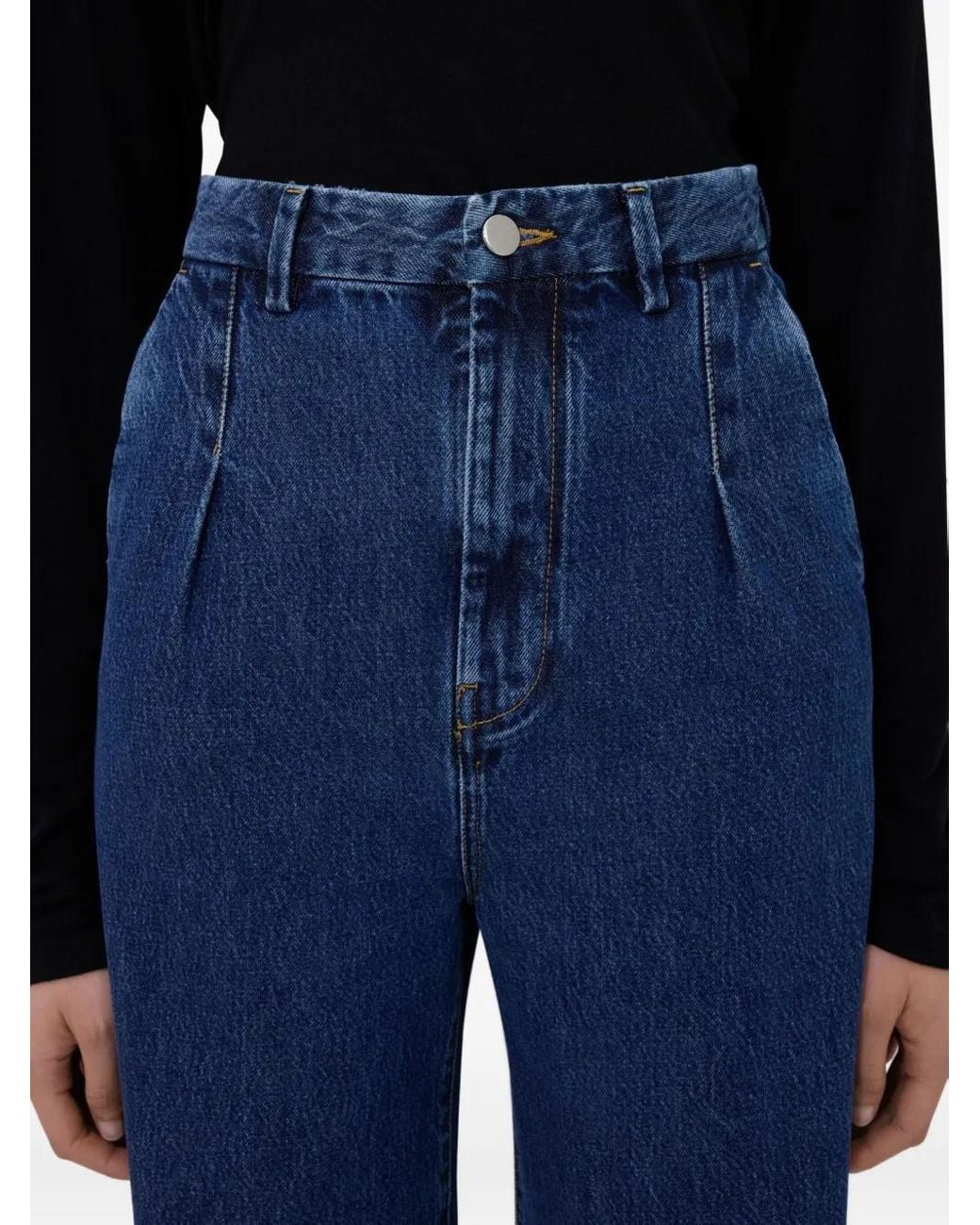 Loulou de Saison Blue Pleated Wide-Leg Jeans
