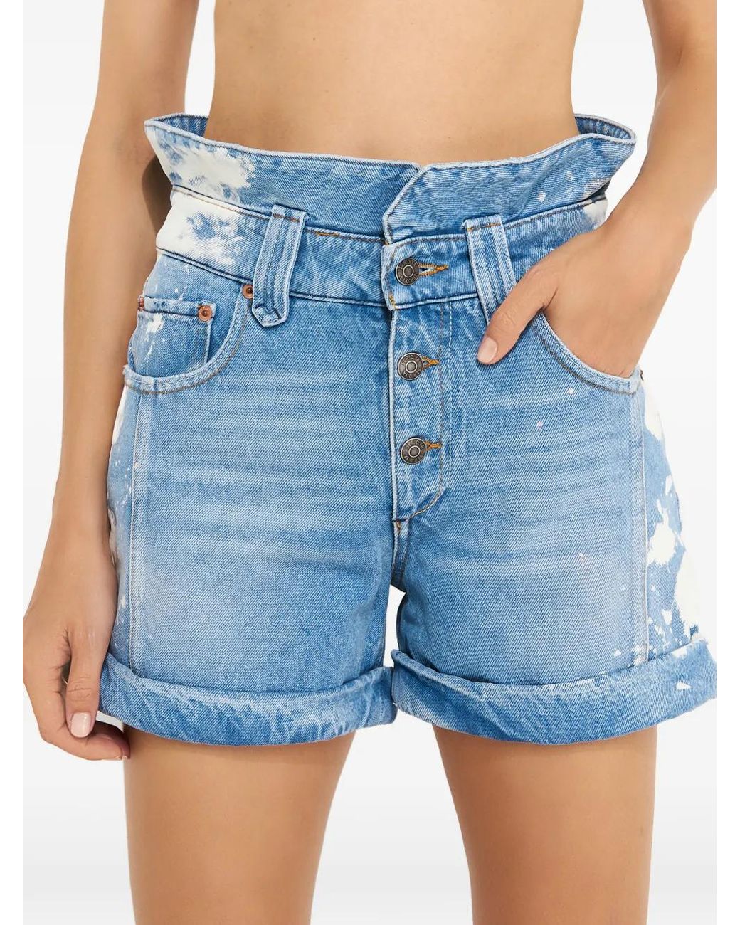 SER.O.YA Shorts Met Gebleekt-Effect in het Blue