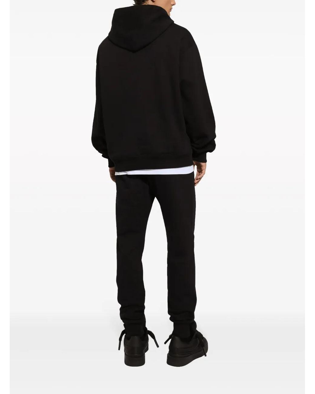 Dolce & Gabbana Black Rhinestone-Embellished Cotton Hoodie for men