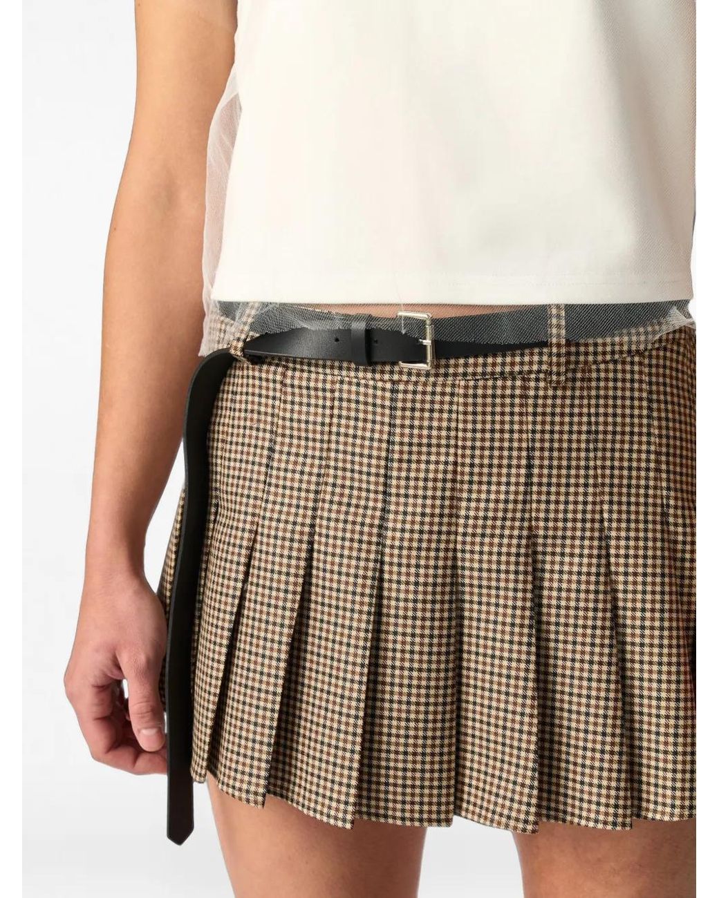Monse Brown Pleated Belted Mini Skirt