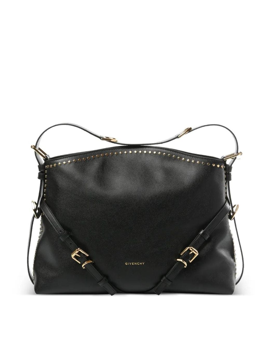 Givenchy Black Medium Voyou Studded Buckle Shoulder Bag