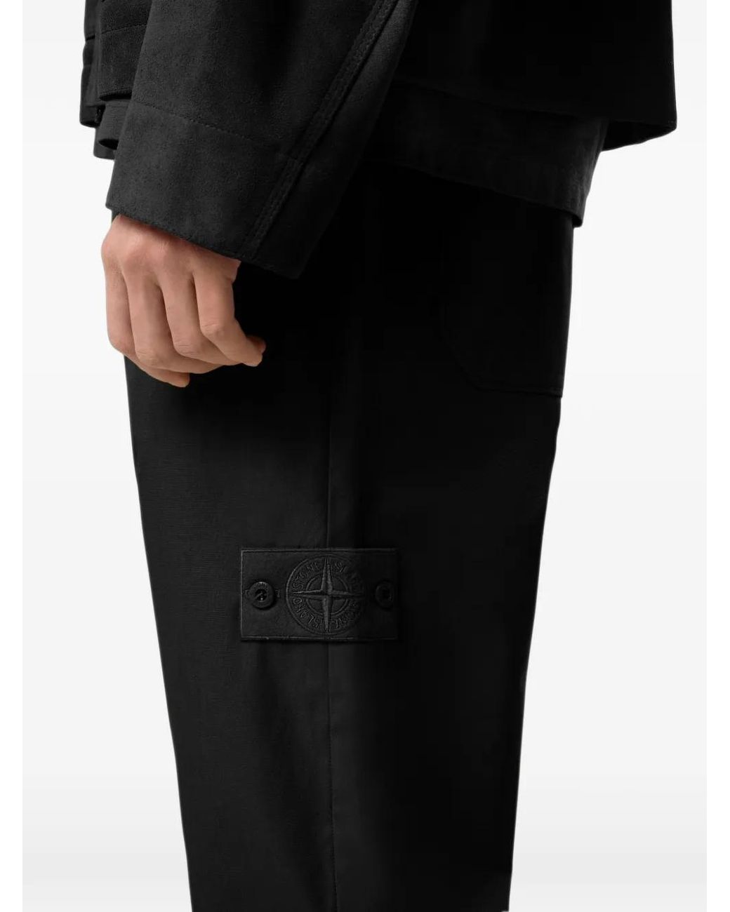 Stone Island Black 3100018 All-Weather Cotton Canvas Ghost Slim-Fit Chino Trousers for men