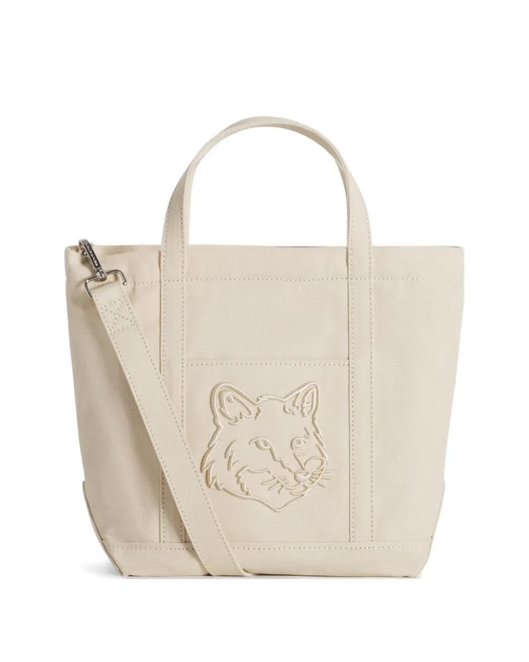 Maison Kitsuné White Fox Head Small Canvas Tote
