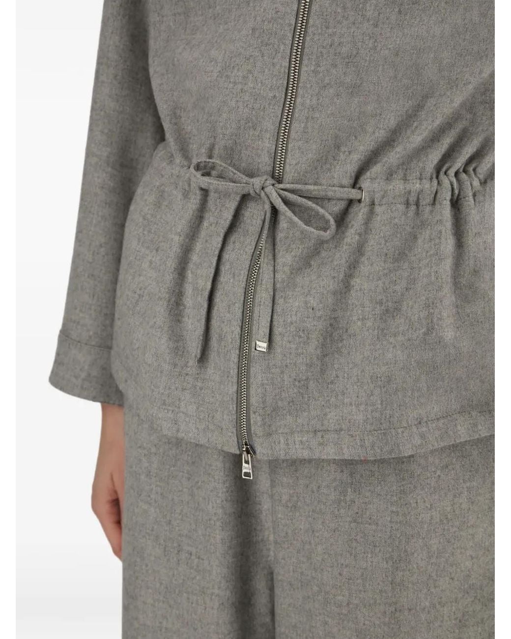 Herno Gray Resort Drawstring-Waist Parka Coat