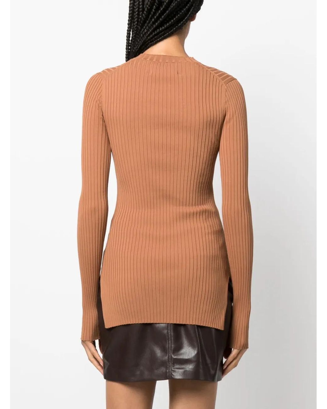 Nanushka Brown Bardia Ribbed Knitted Top
