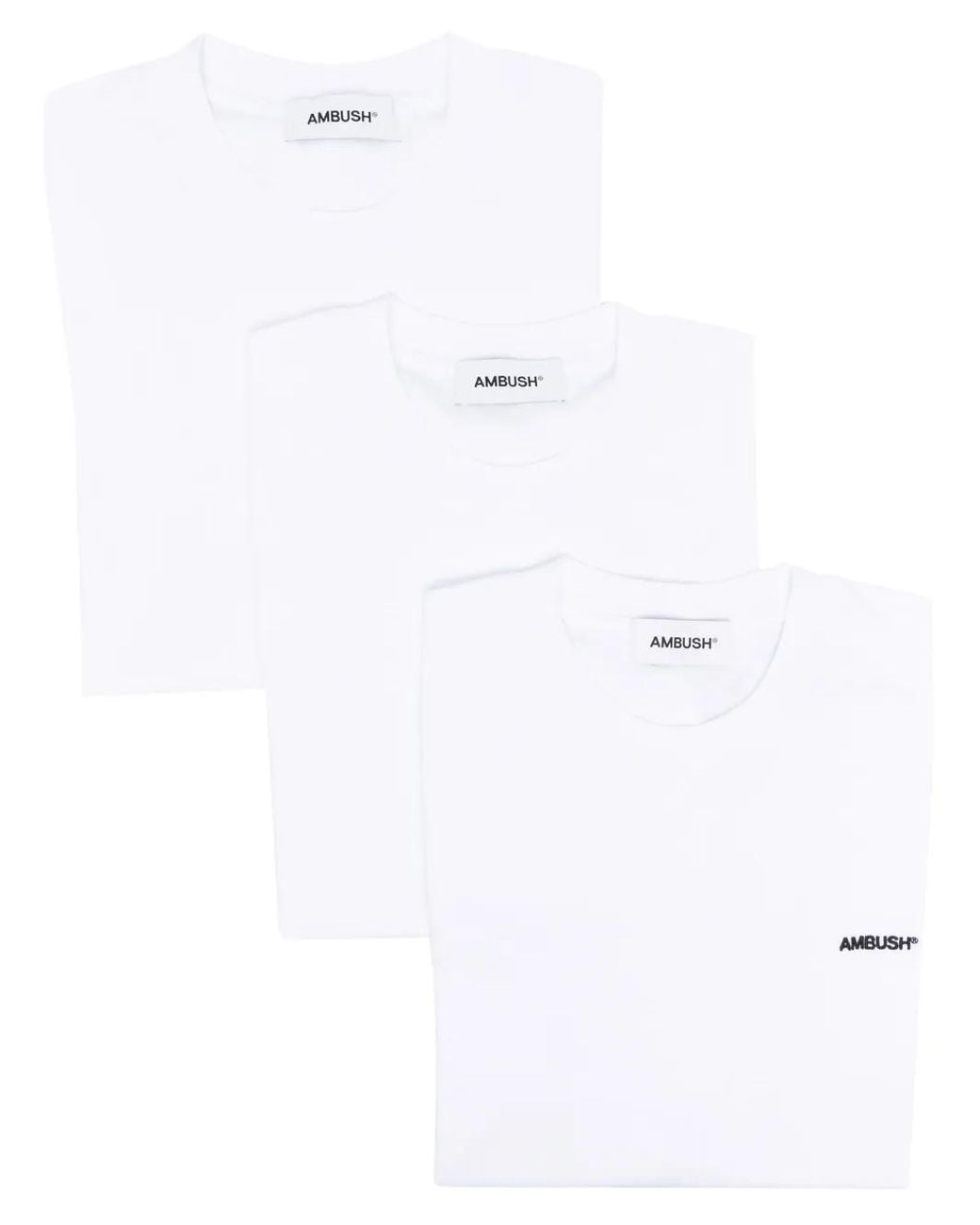 Ambush White Logo-Embroidered Crew-Neck T-Shirt for men