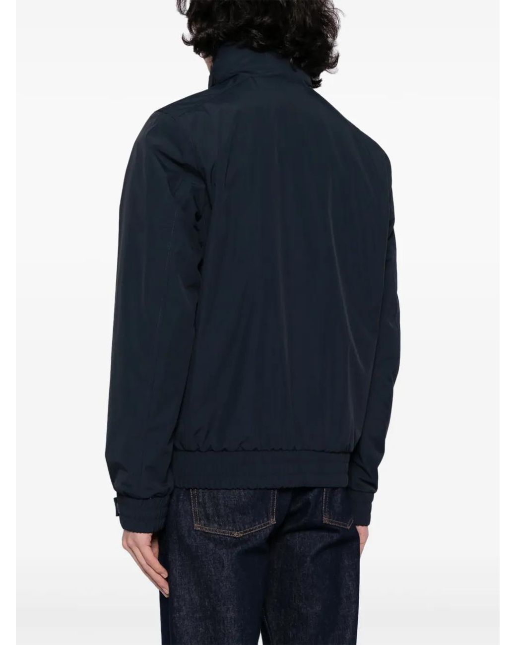Woolrich Blue High-Neck Zip-Up Jacket for men
