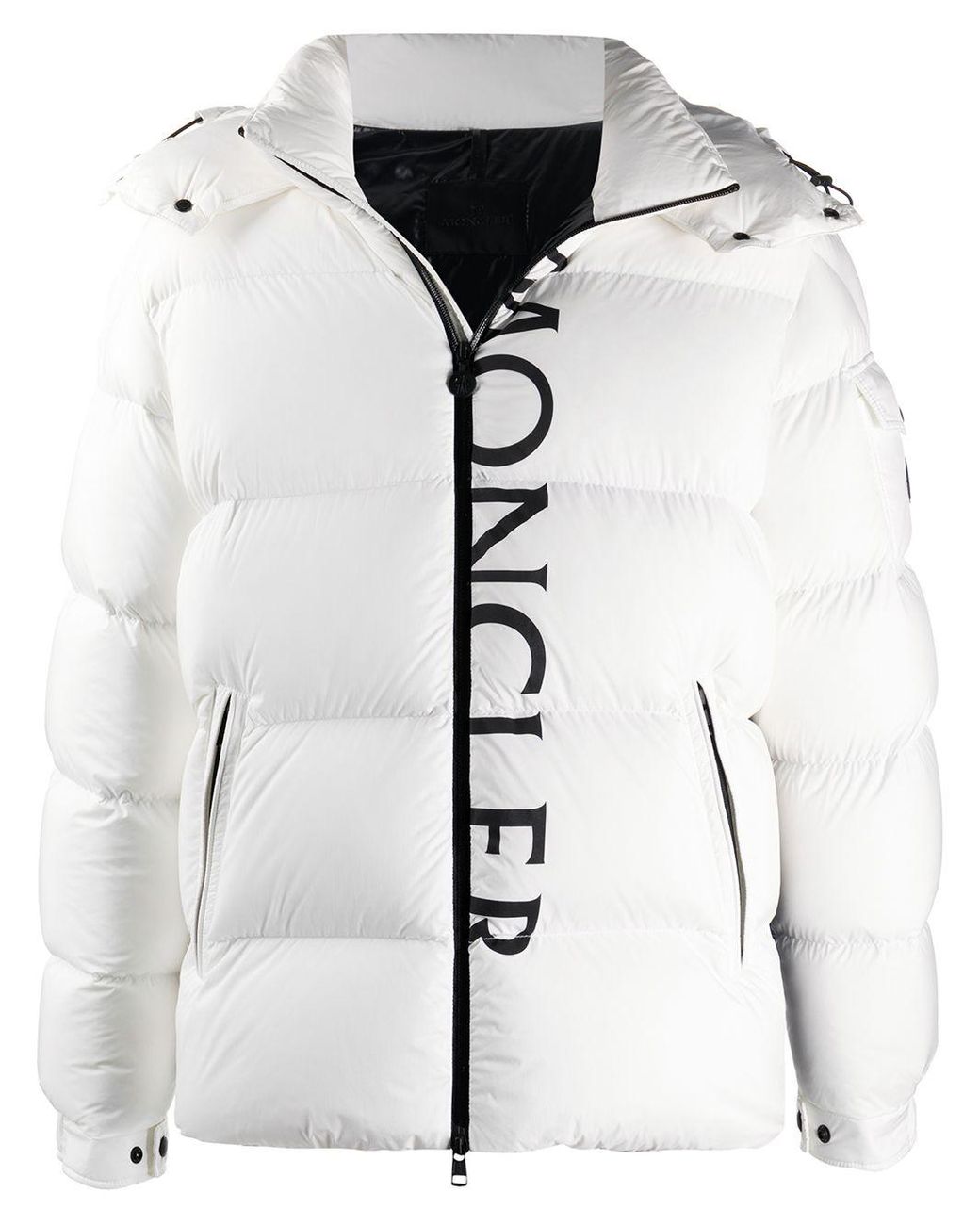 Moncler Logo Print Puffer Jacket in White for Men Lyst