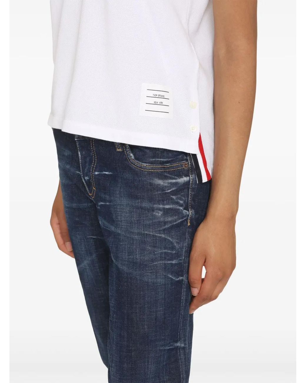 Thom Browne White Rwb Cotton Polo Shirt