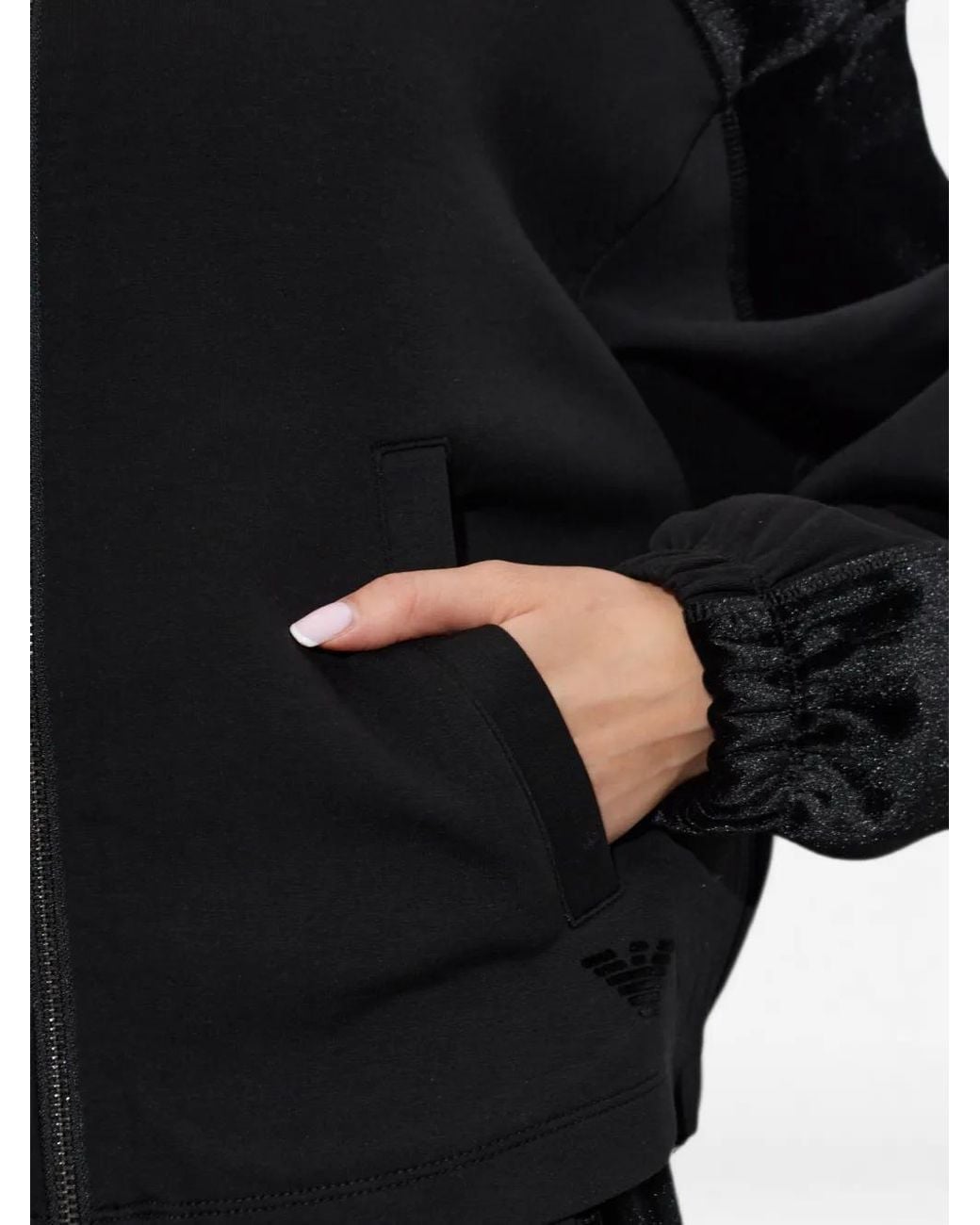 Emporio Armani Black Double Jersey Blouson With Chenille Tape Travel Essential