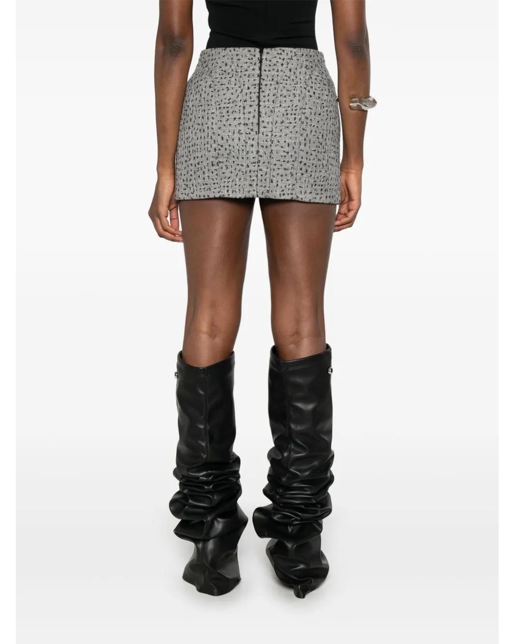 Mugler Gray Dotted Tailored Mini