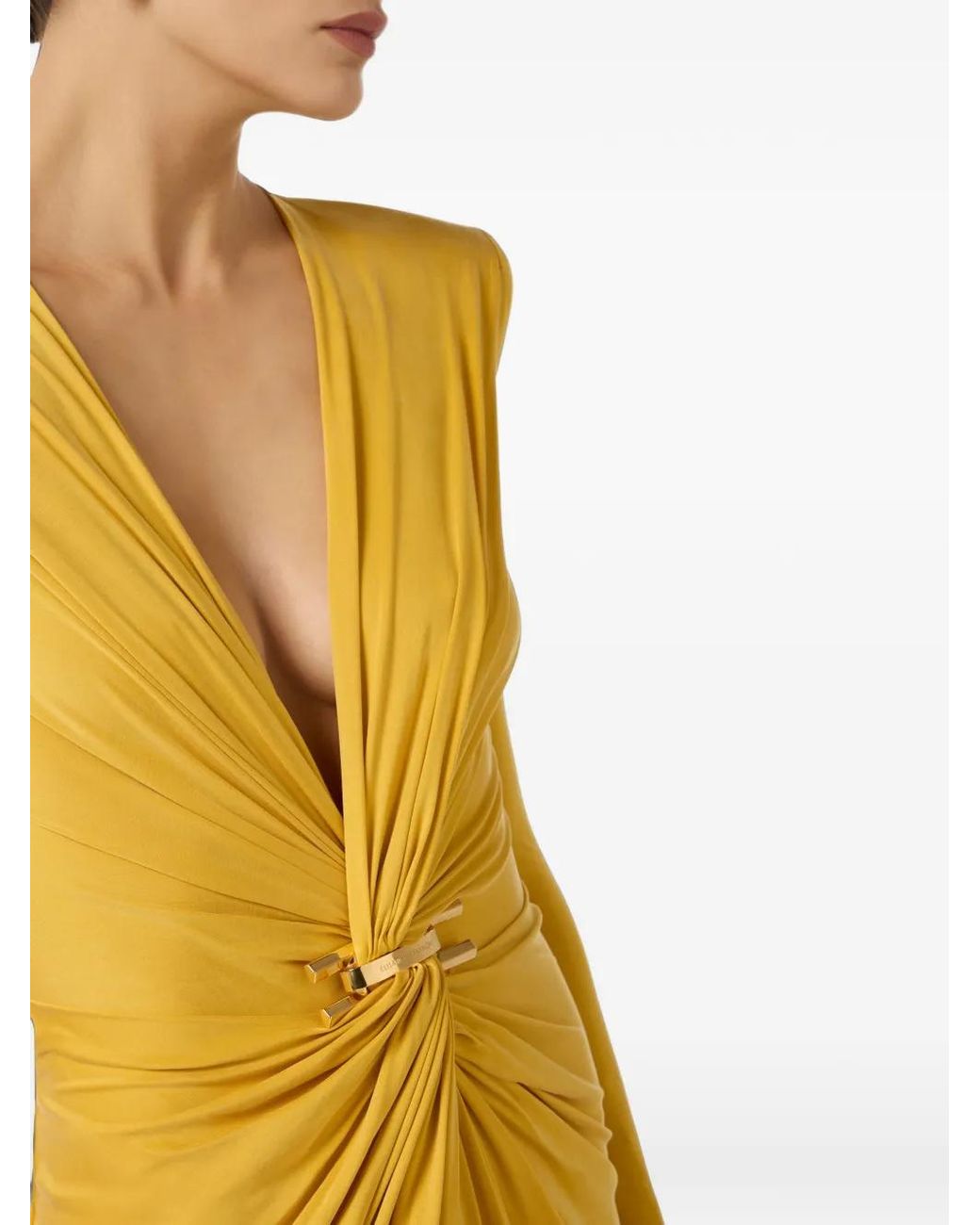 Elisabetta Franchi Metallic Ls Dress Waist Detail
