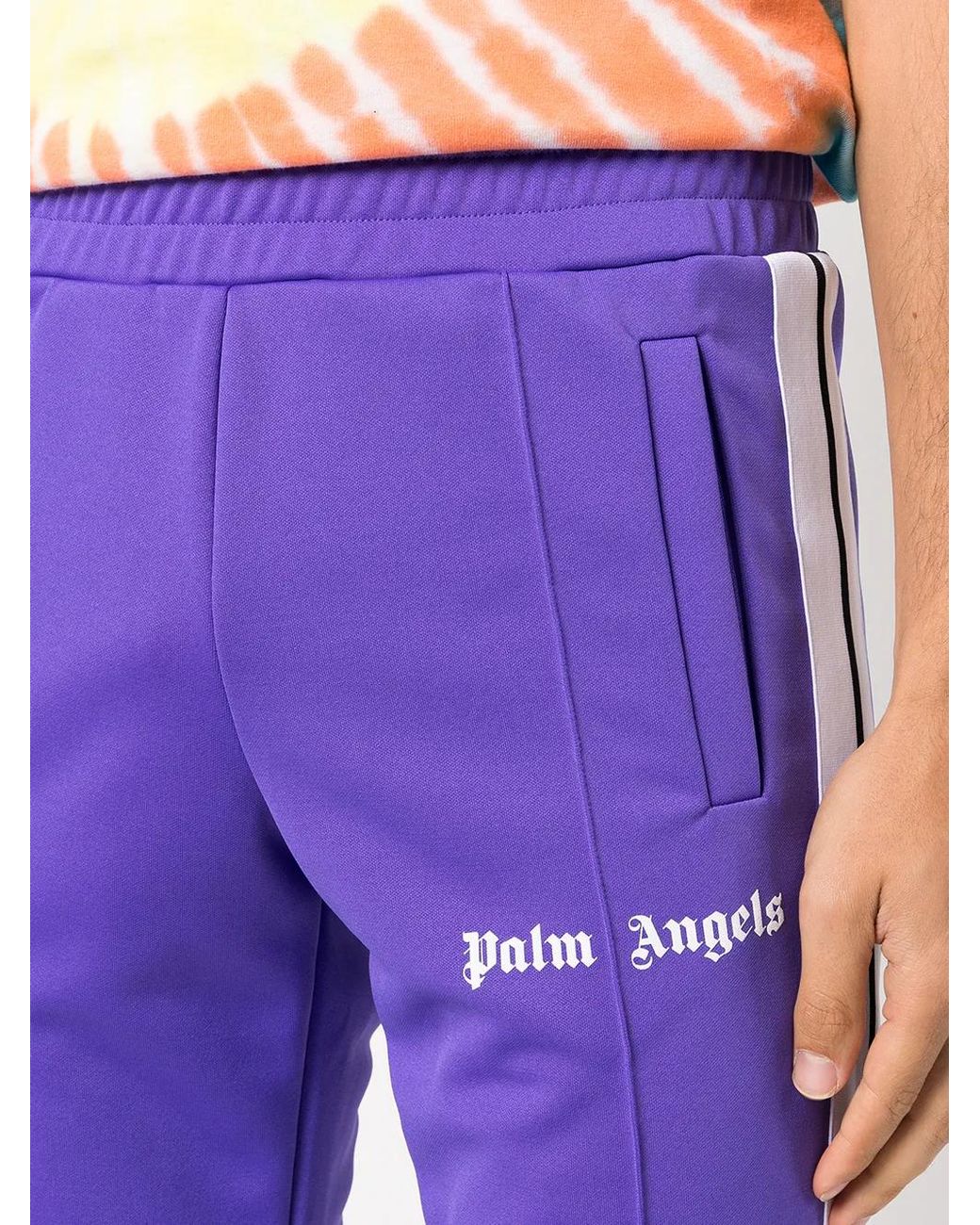 Palm Angels Blue Logo-Print Track Pants for men