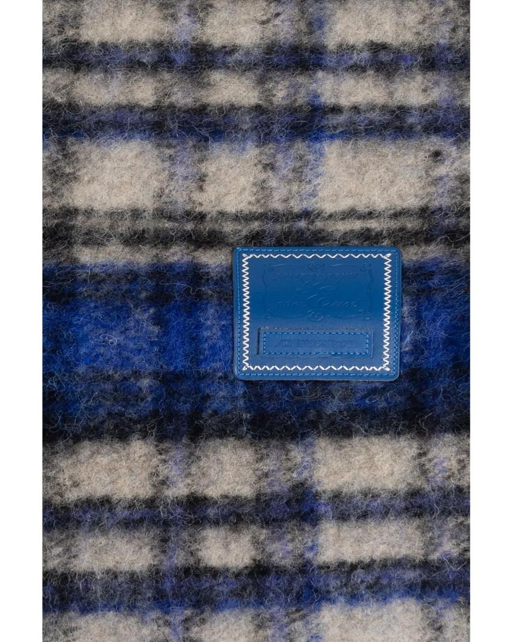 Adererror Blue Logo-Patch Check-Pattern Scarf