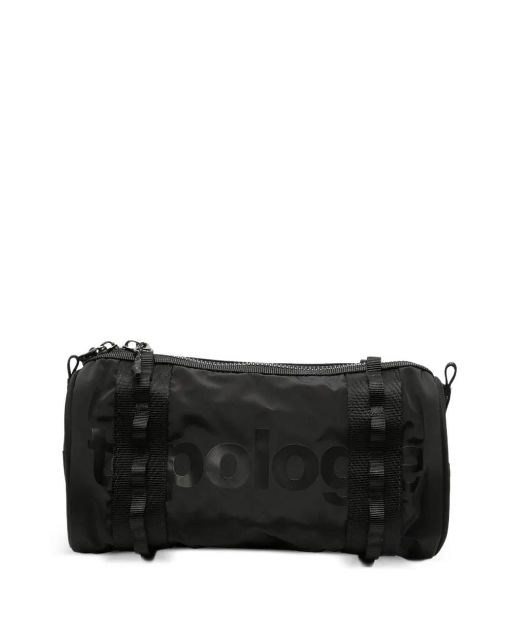 Topologie Black Logo-Print Cylindrical Clutch Bag for men