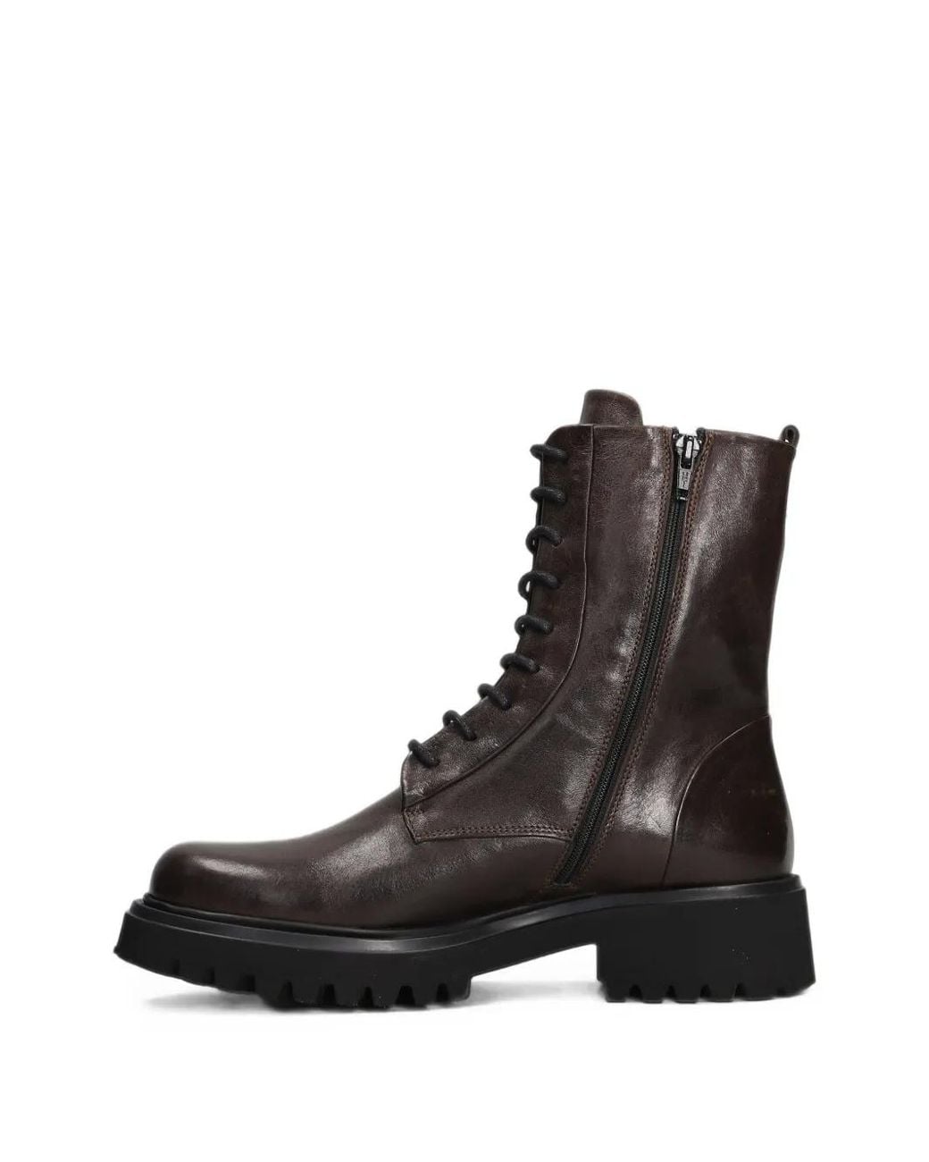 Evaluna Black Lace-Up Calf Leather Boots