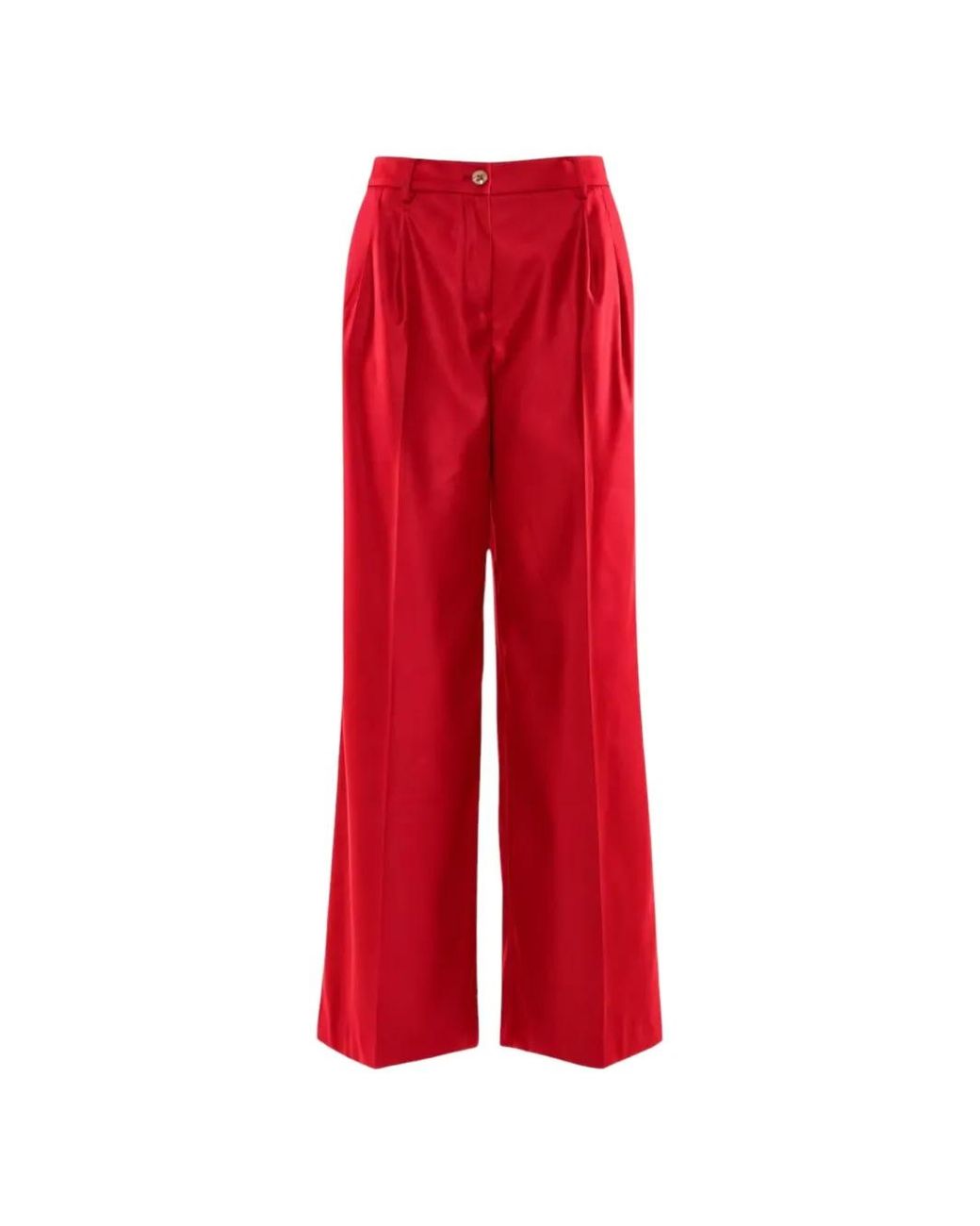 Nenette Red Pleated Wide-Leg Trousers