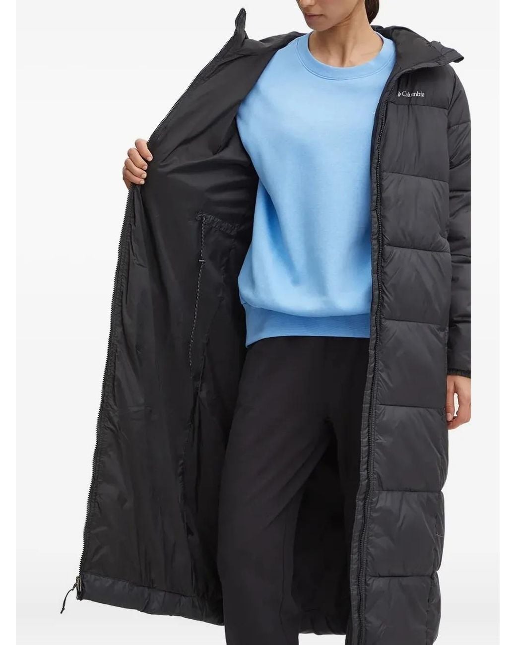 Columbia Blue Hooded Quilted Longline Coat