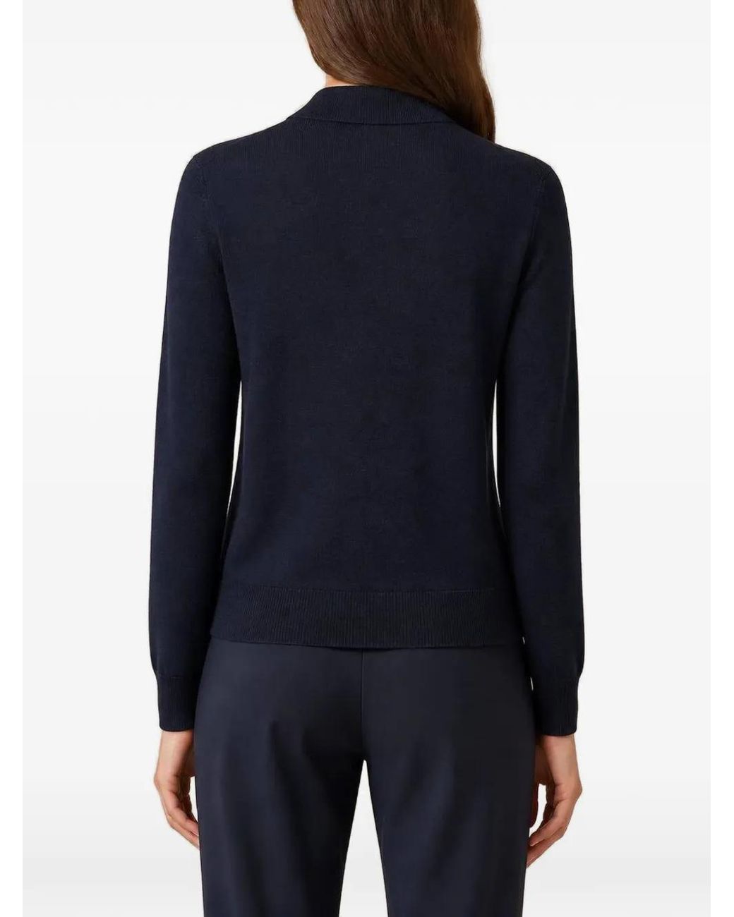 RETORI Blue Knitted Long-Sleeve Polo Shirt