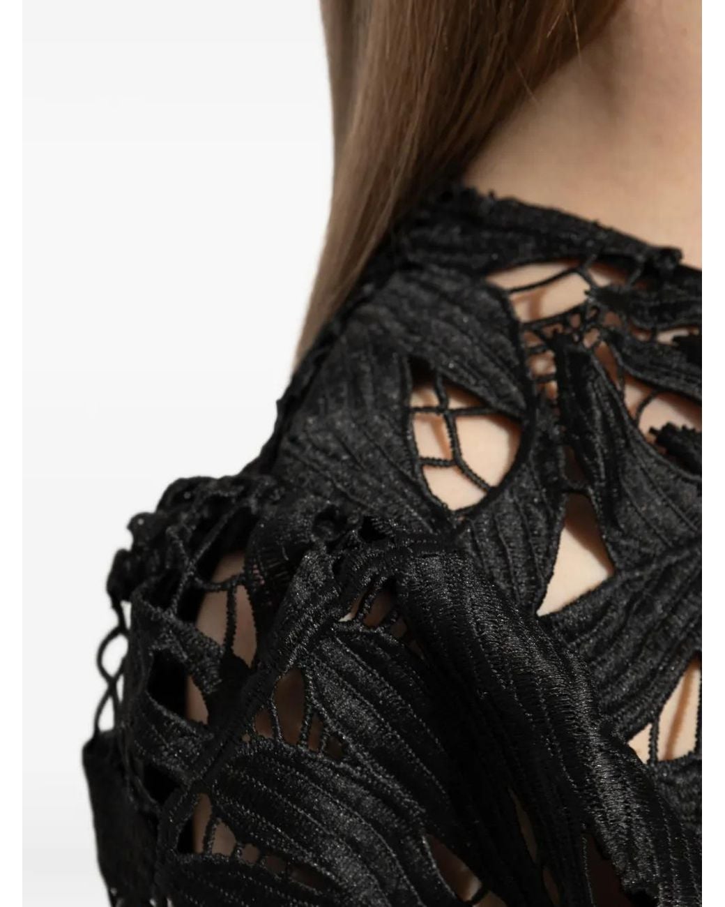 Munthe Bubble Blouse Met Kant in het Black