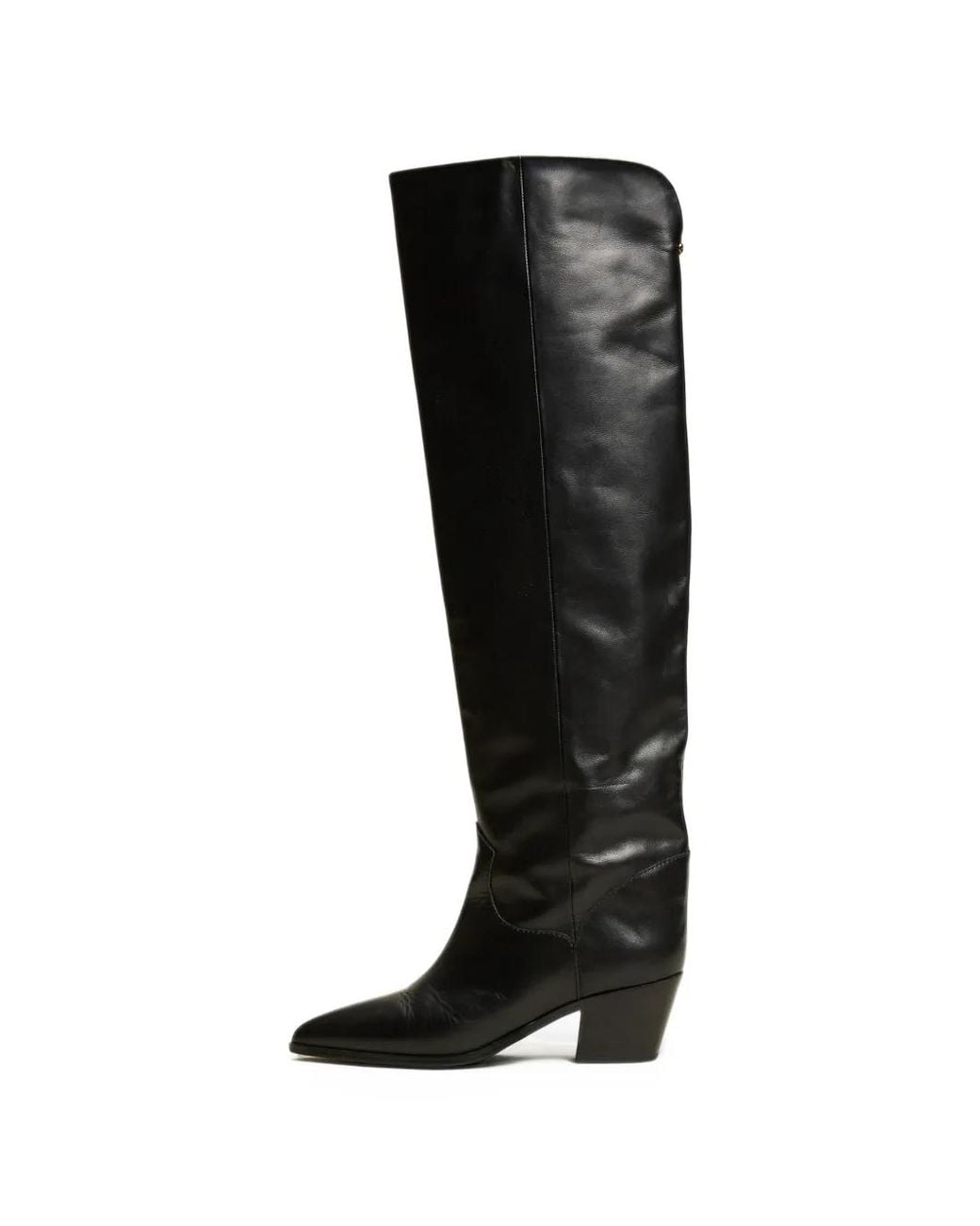Twinset Black Leather Thigh-High Boots