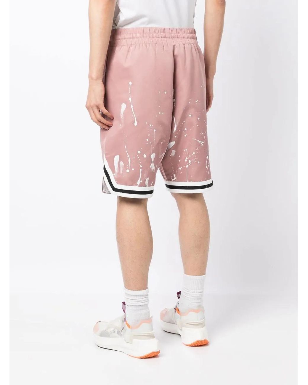 Haculla Pink Paint Splatter Basketball Shorts for men