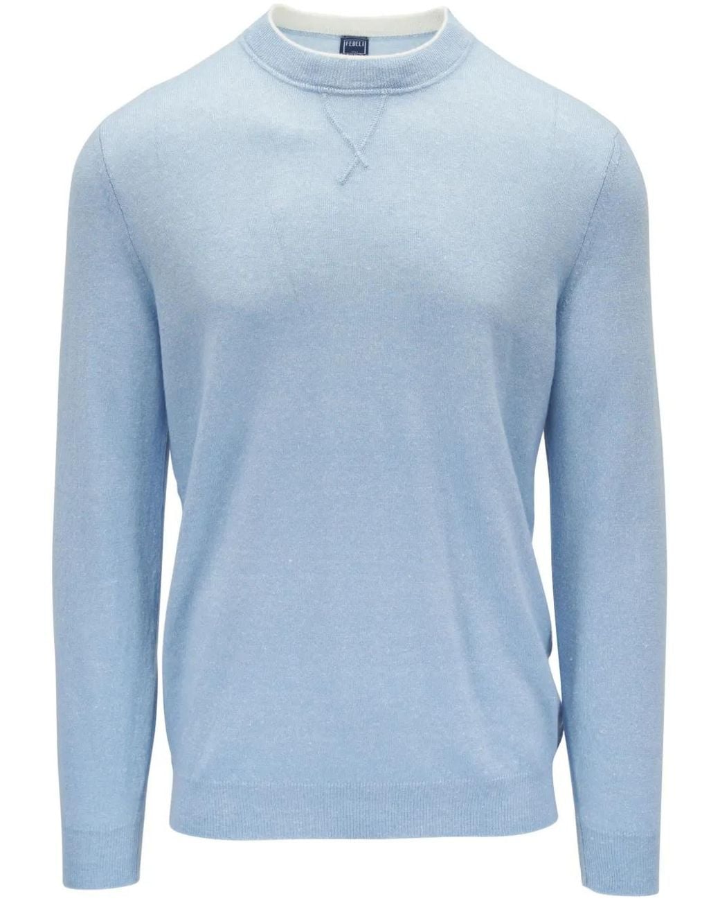 Fedeli Blue Long Sleeve Sweater for men