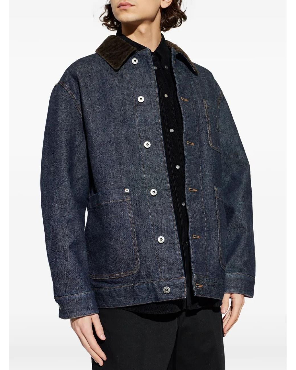 Loewe Blue Denim Jacket With Logo Patch for men