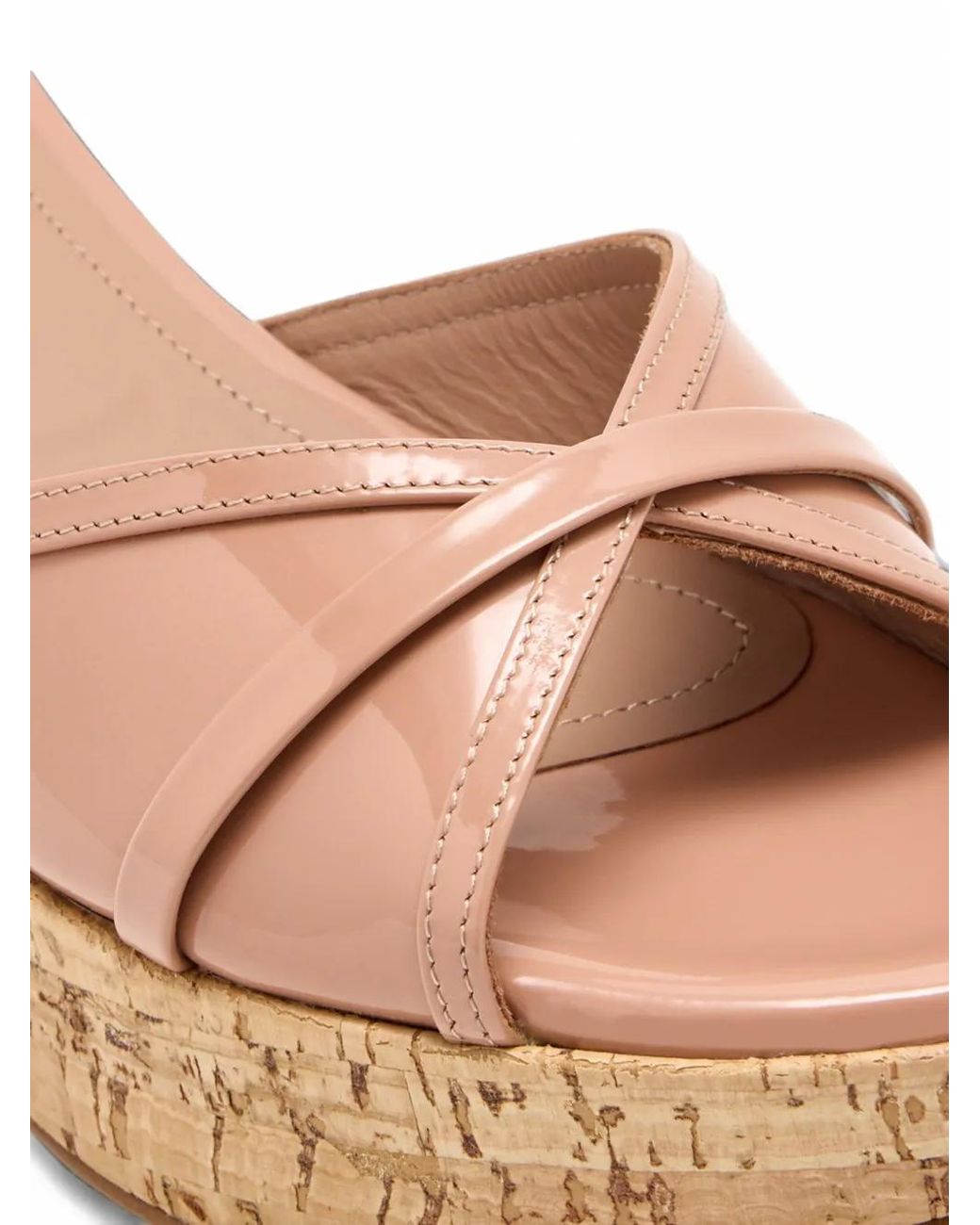 Malone Souliers Pink Perla Patent-Leather Wedge Sandals