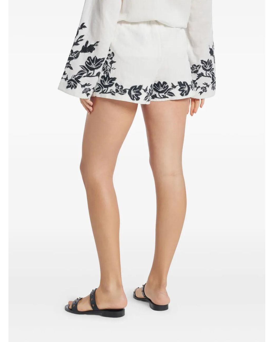 Hemant & Nandita White Aahi Embroidered Tassel Shorts