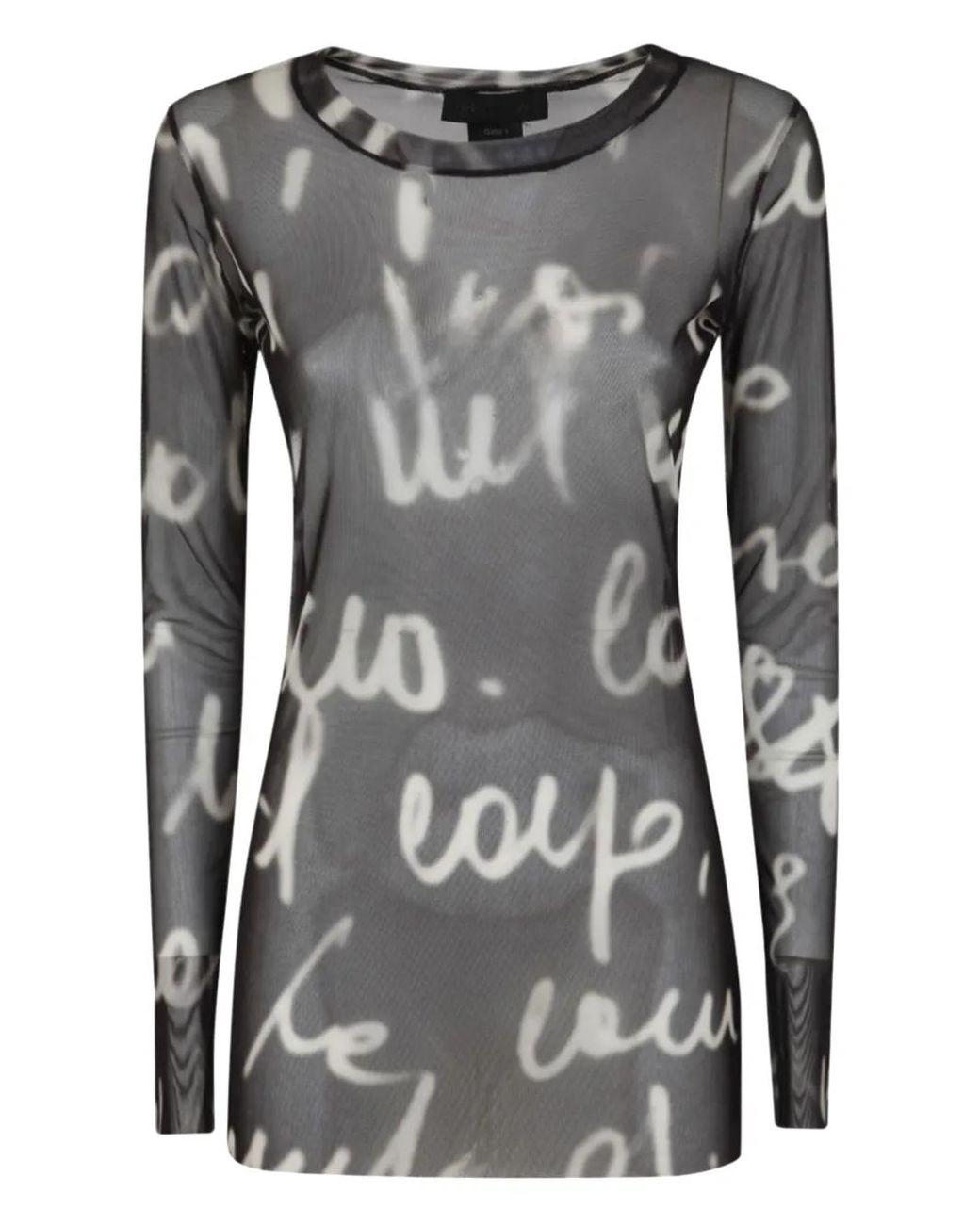 Maria Calderara Gray Text-Print Top