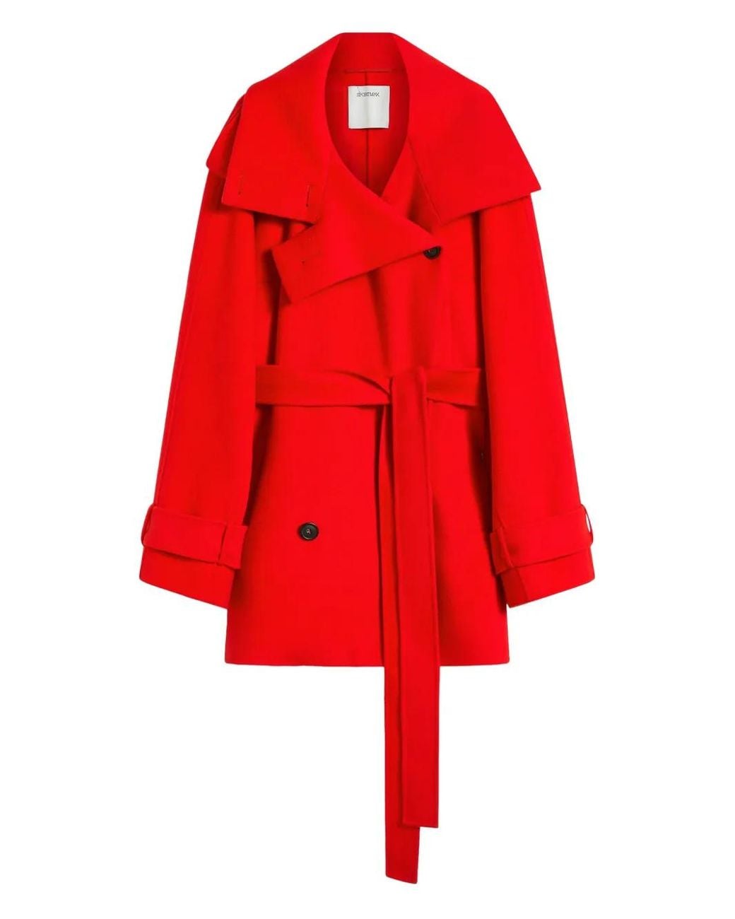Sportmax Red Belted Collar Coat