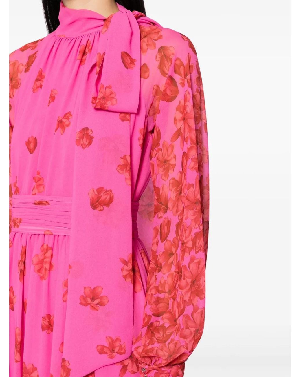 Sachin & Babi Pink Vera Floral-Print Chiffon Gown