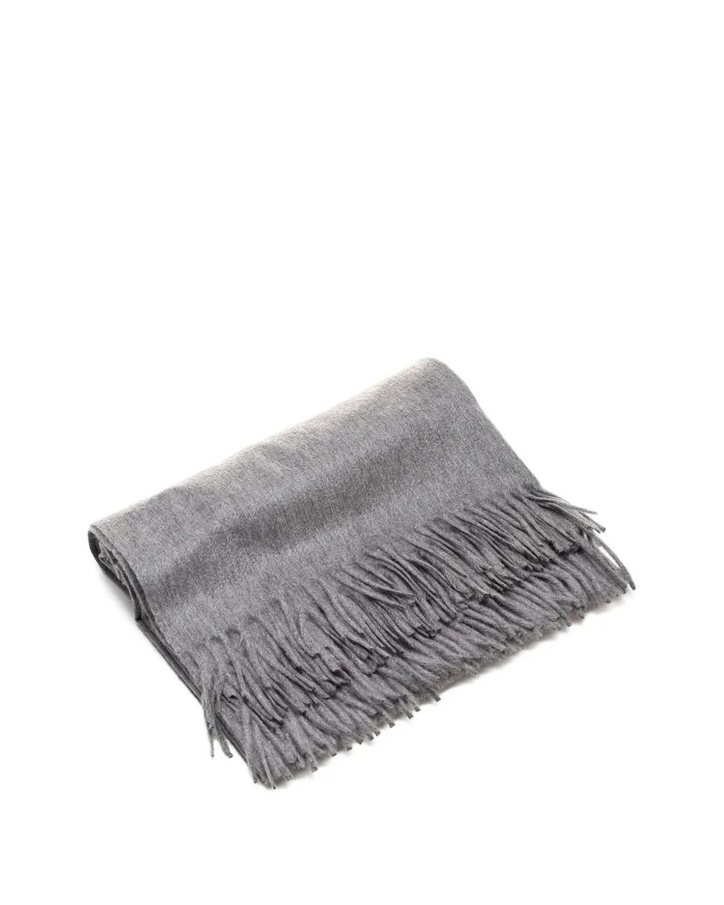 Al Duca D'aosta Gray Fringed Cashmere Scarf for men