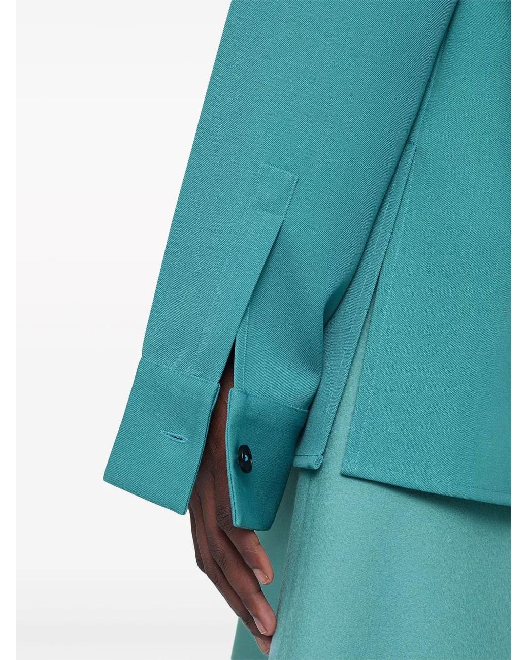 Jil Sander Green Pointed-Collar Wool Shirt