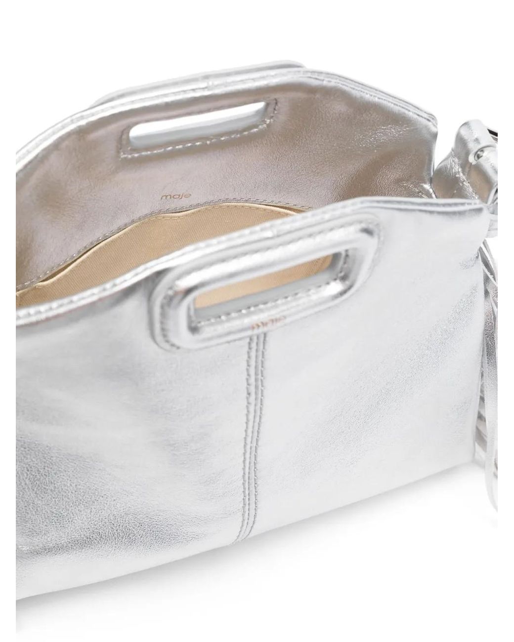 Maje White Miss M Mini Metallic Leather Bag