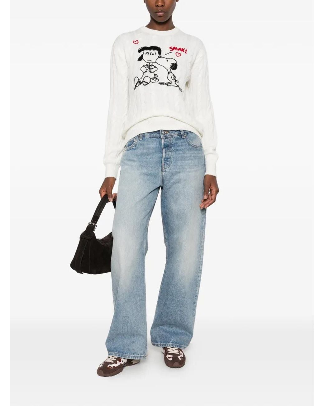 Mc2 Saint Barth Blue X Peanuts New Queen Cable-Knit Snoopy-Motif Sweater