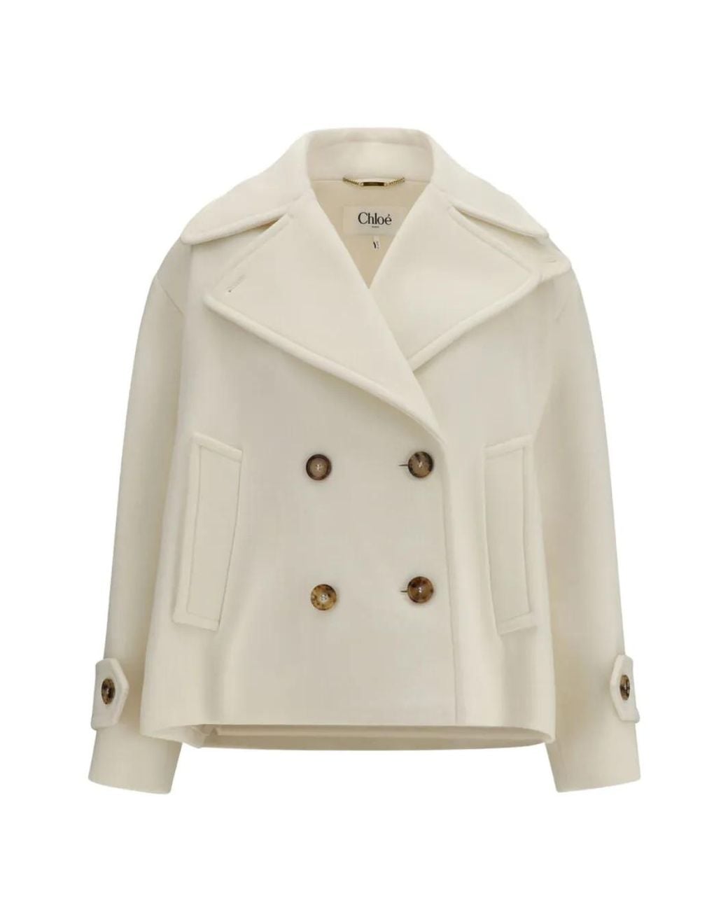 Chloé White Veste En Laine Mélangée À Boutonnière Croisée