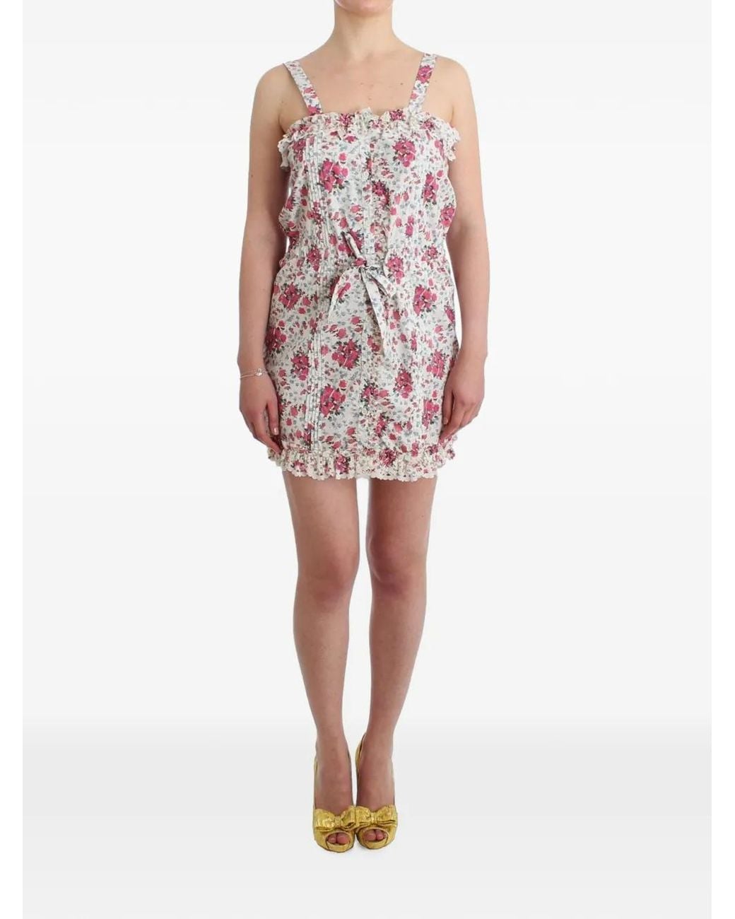 Ermanno Scervino Red Floral-Print Ruffled Mini Dress