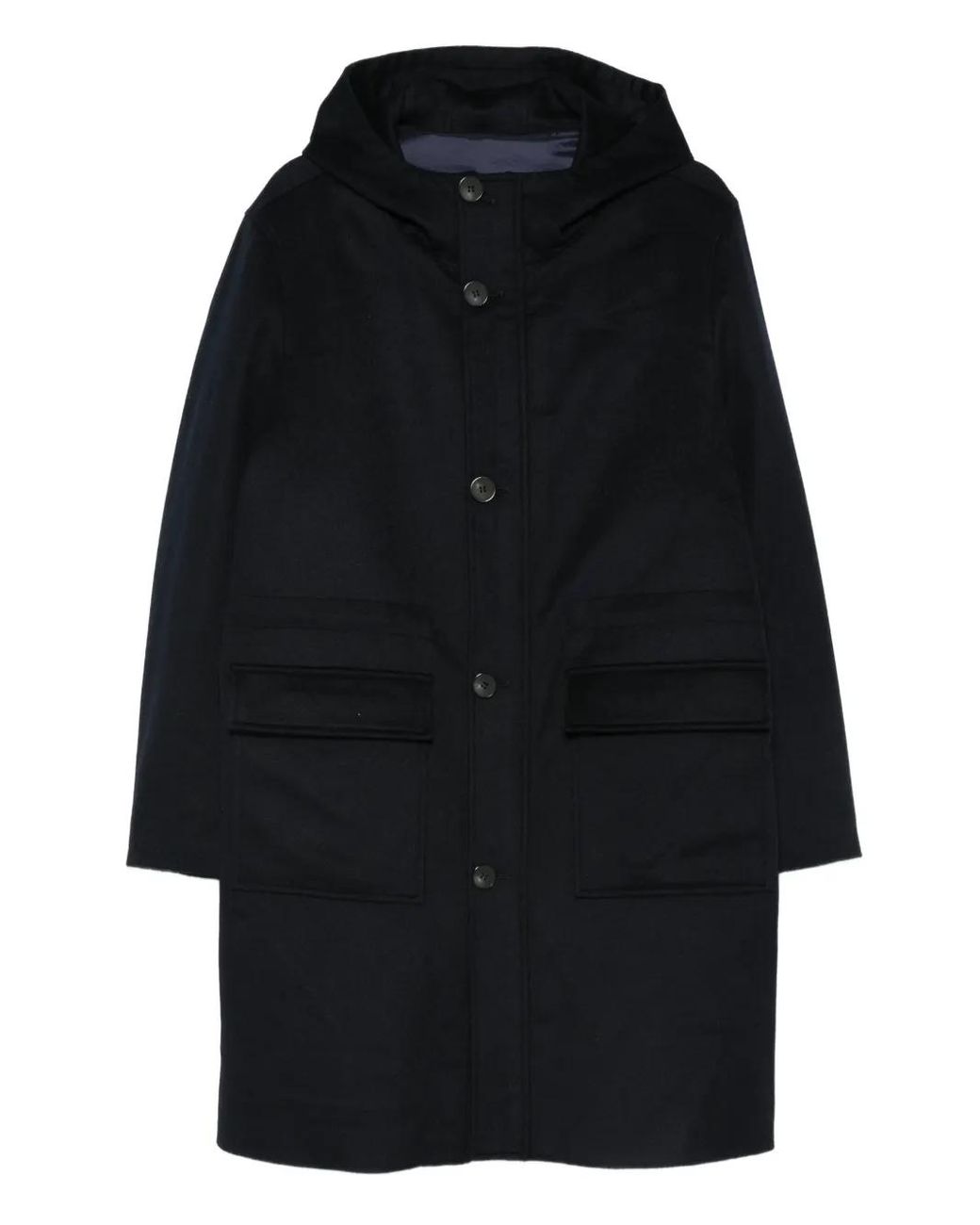 Liska Blue Hooded Wool Coat for men