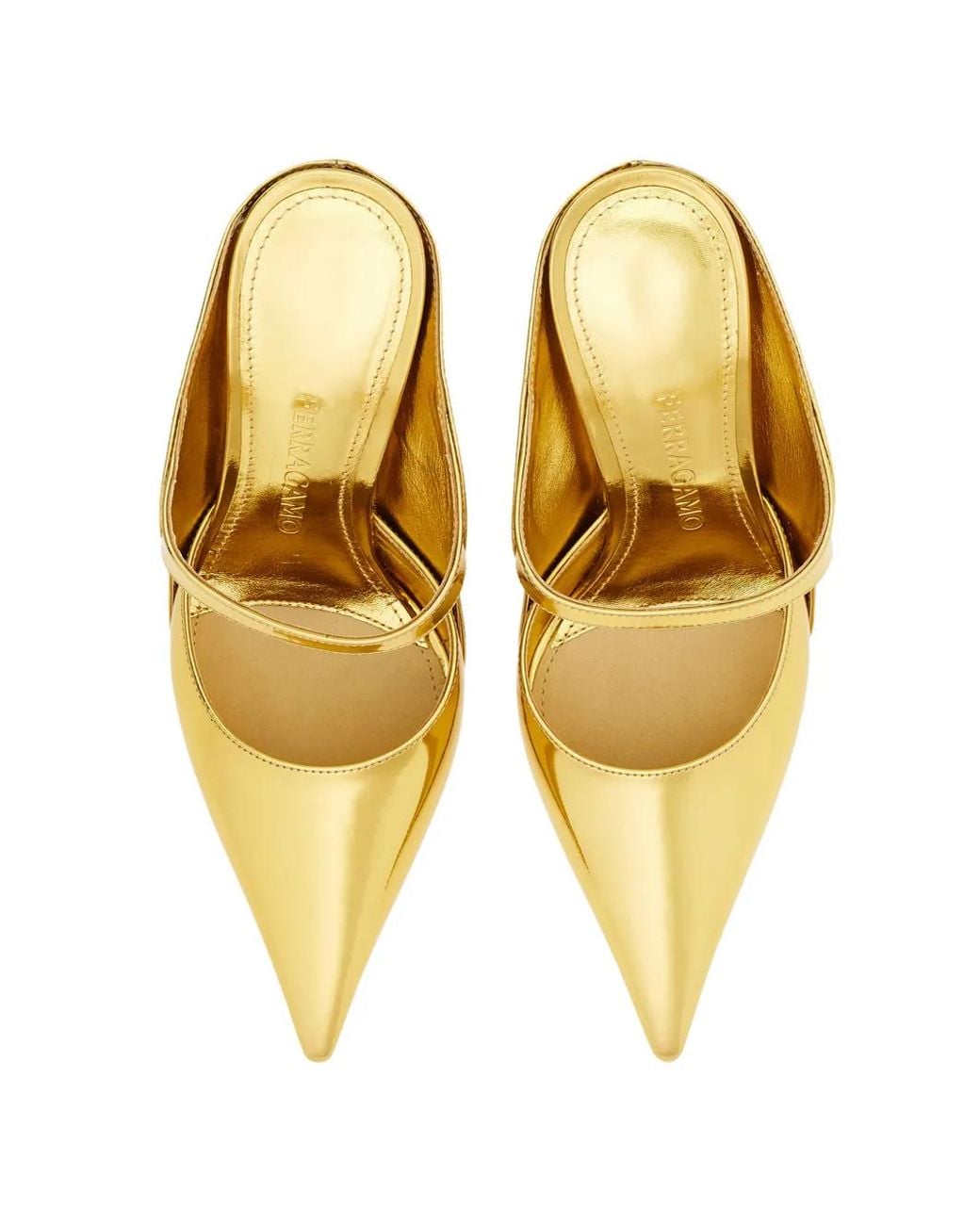 Ferragamo Metallic Graphic Wedge Mules