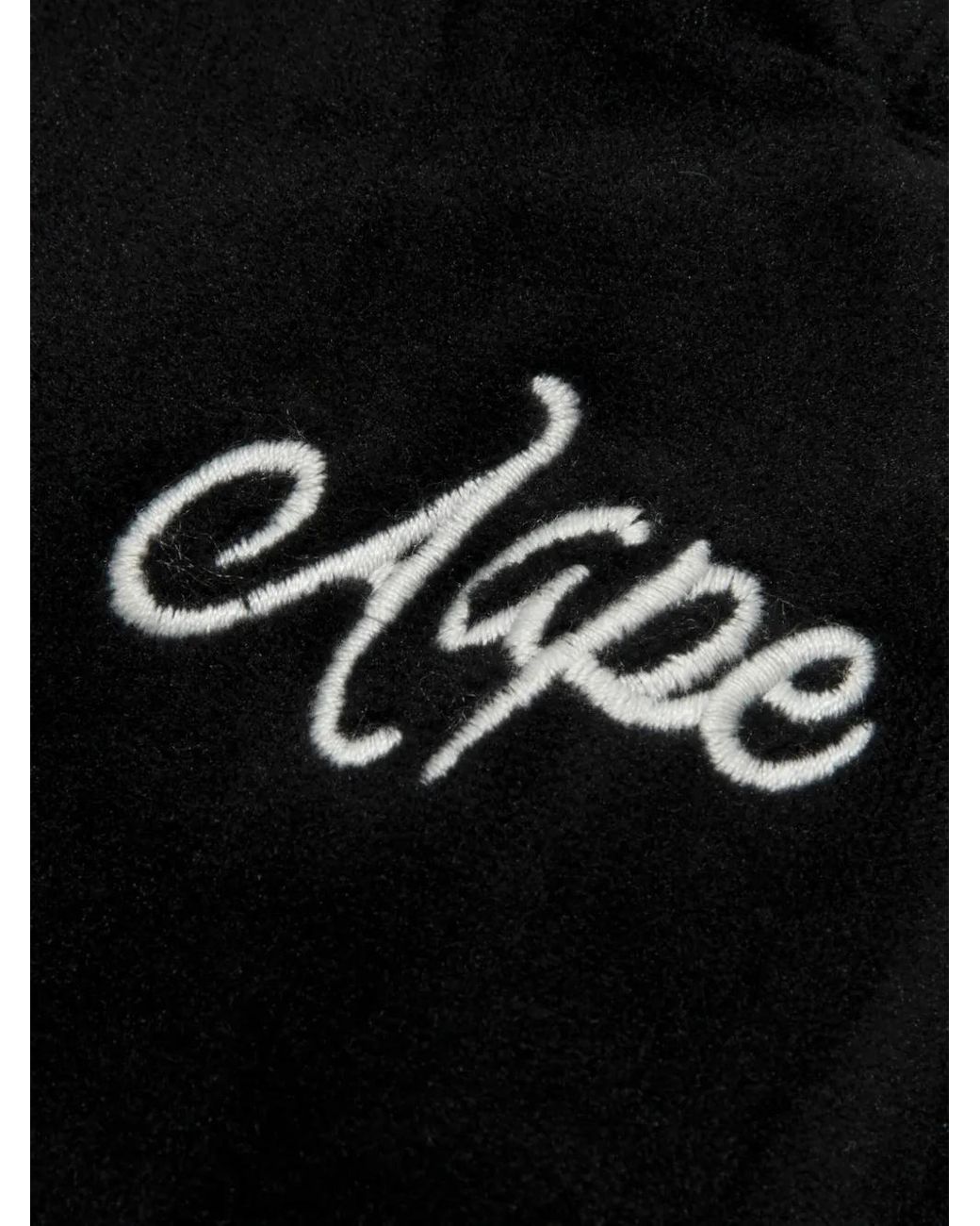 A Bathing Ape Black Logo-Embroidery Tape-Detail Trousers